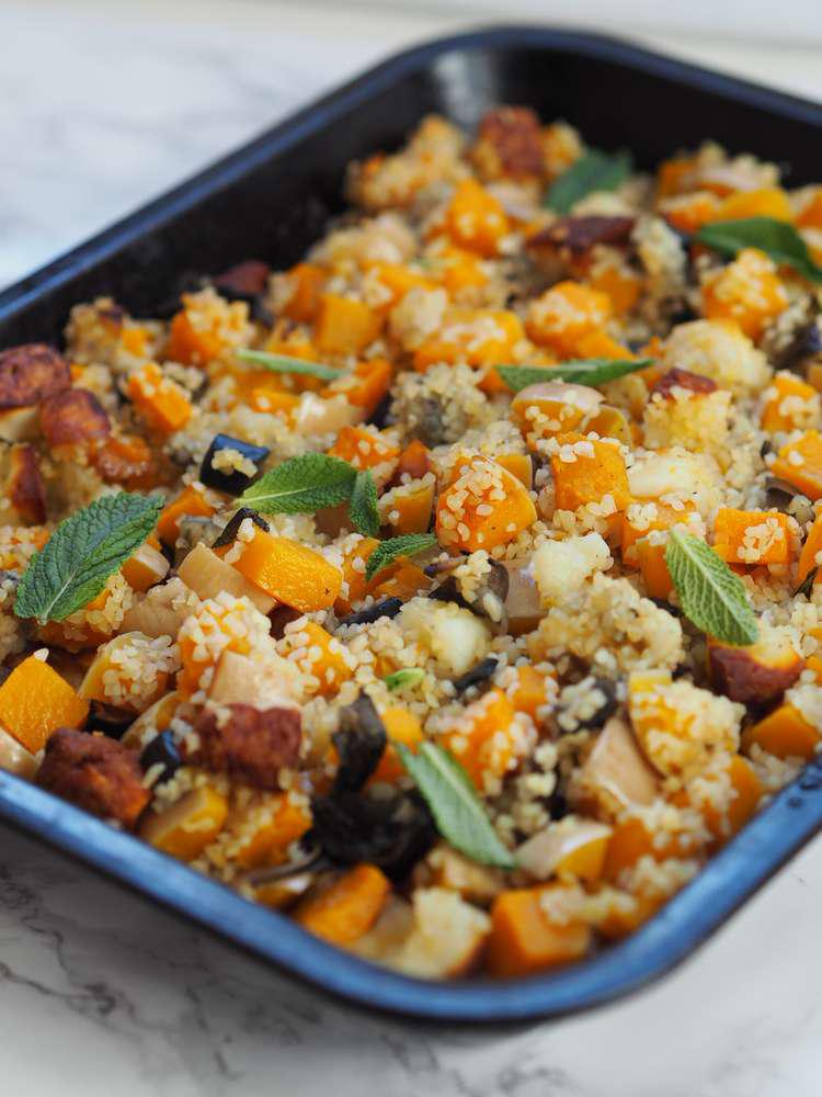 Vegetarian Roasted Aubergine Butterneut Squash Recipe